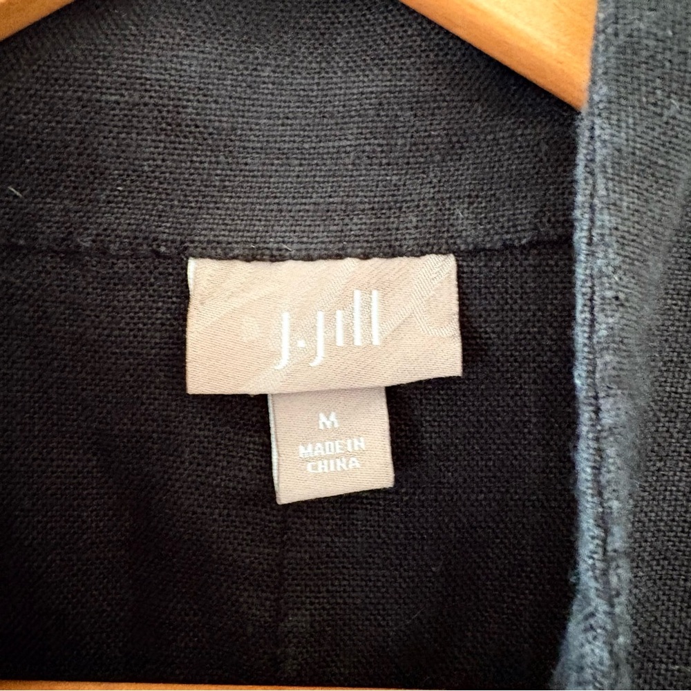 J.Jill 100% Linen sleeveless draped open-front vest black lagenlook pockets M - Picture 4 of 11